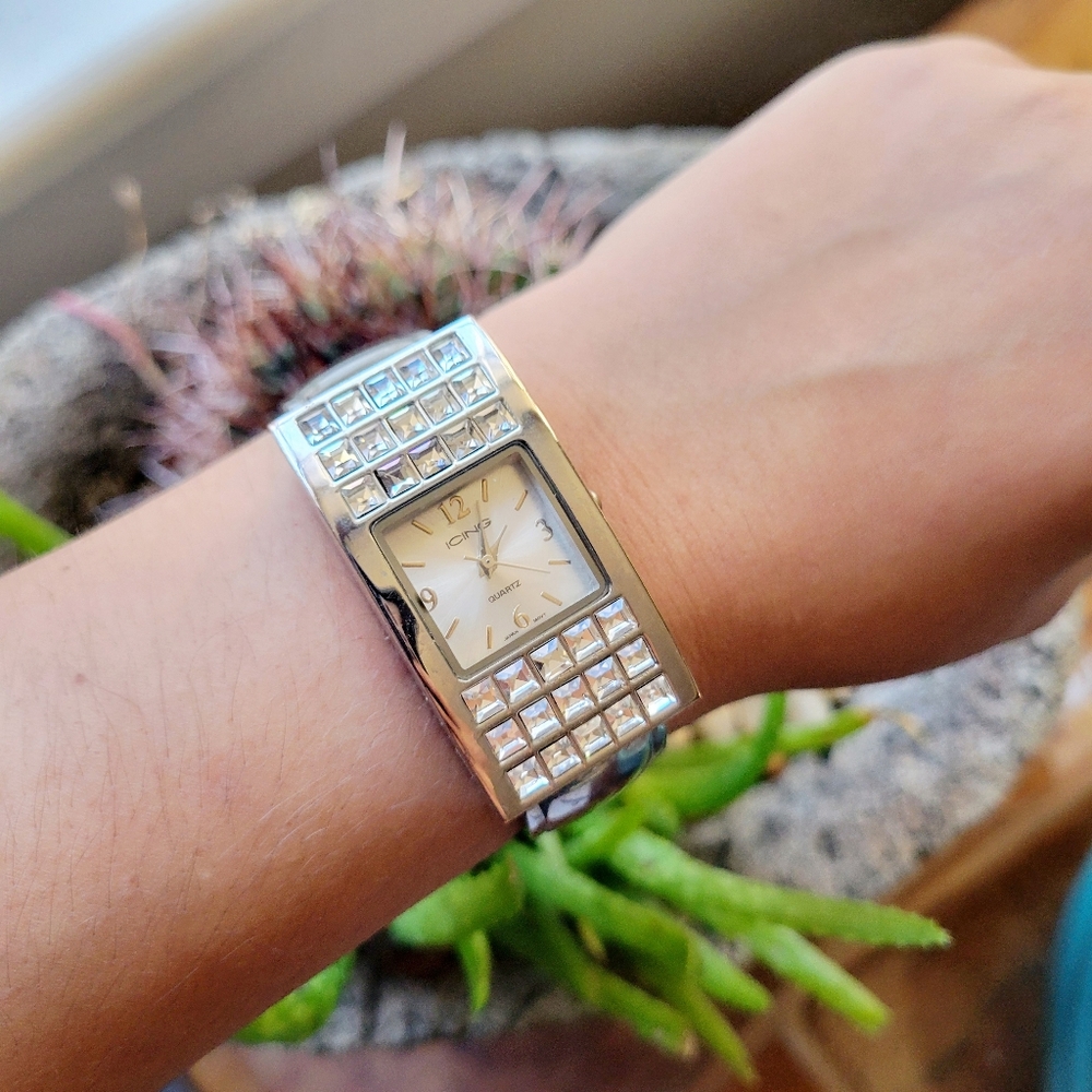 Classic Icing Silver Rhinestone Square Classic Sq… - image 3